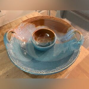 Pottery stoneware Tumbleweed Pottery Bodacious Chicken Roaster or chips n dip